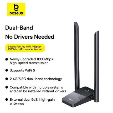 Baseus IT WiFi Adapter 1800Mbps External Antenna FastJoy