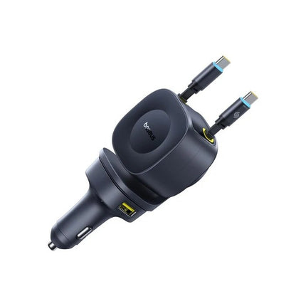 Baseus PrimeTrip VR2 Max Φορτιστής Αυτοκινήτου με 2 Ανασυρόμενα Καλώδια USB-C, Μαύρος