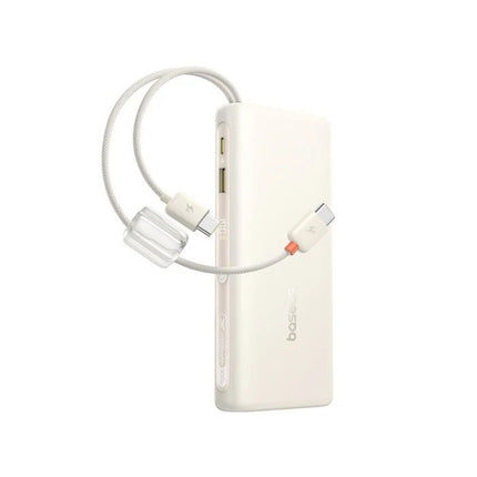 Baseus EnerFill FC41 Power Bank 20000mAh 100W με 2 Ενσωματωμένα Καλώδια USB-C & Οθόνη, Λευκό
