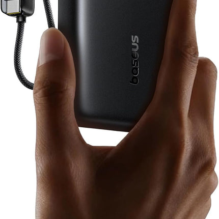 Baseus EnerFill FC11 Power Bank 20000mAh 45W με 2 Ενσωματωμένα Καλώδια USB-C & Οθόνη, Μαύρο
