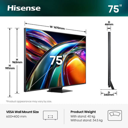 Hisense 75UR9S 75” 4K Smart RGB MINI LED 180hz TV
