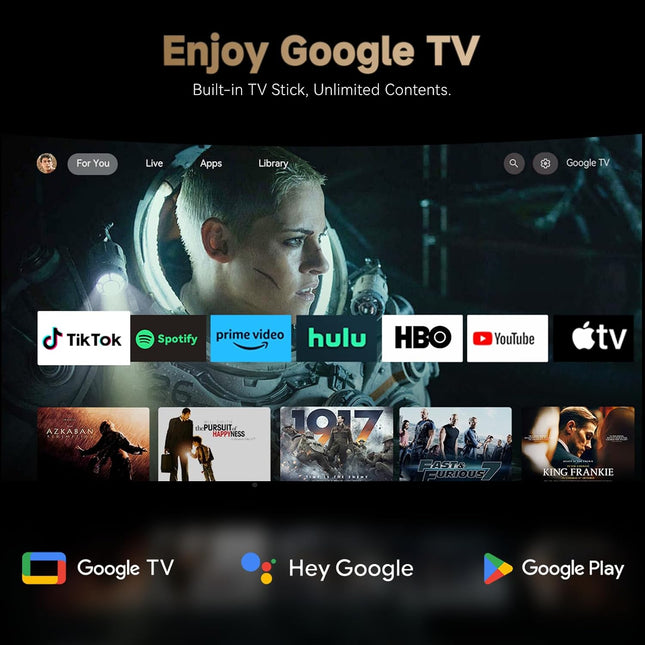 WANBO X5 Pro Smart Projector 1080P με Google TV, 1100 ANSI Lumens & HDR10