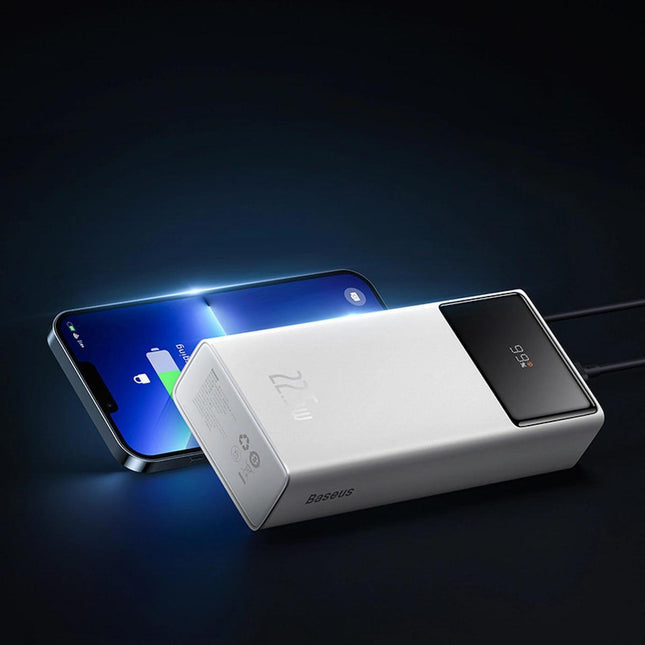Baseus EnerFill FP41 Power Bank 30000mAh 22,5W με USB-C, 2 USB-A & Οθόνη, Λευκό
