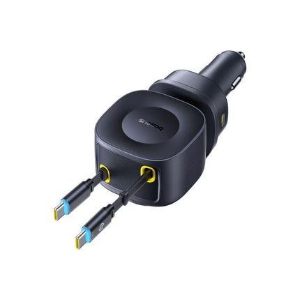 Baseus PrimeTrip VR2 Max Φορτιστής Αυτοκινήτου με 2 Ανασυρόμενα Καλώδια USB-C, Μαύρος
