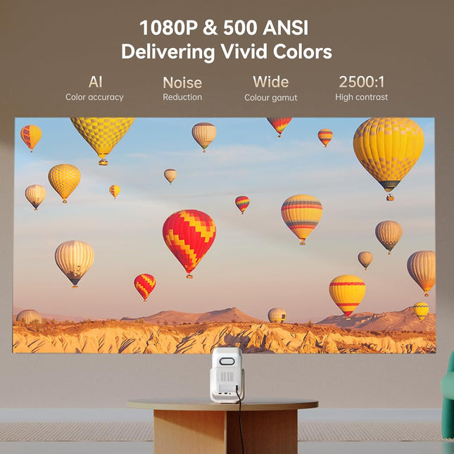 WANBO T2 Ultra Smart Projector 1080P με Android TV, 500 ANSI Lumens & 120° Gimbal Stand