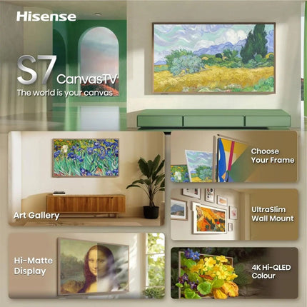 Hisense 65S7S 65” 4K Smart Hi-QLED 144Hz CANVAS TV