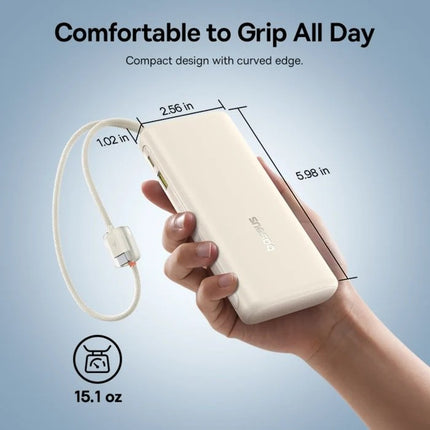 Baseus EnerFill FC41 Power Bank 20000mAh 100W με 2 Ενσωματωμένα Καλώδια USB-C & Οθόνη, Λευκό