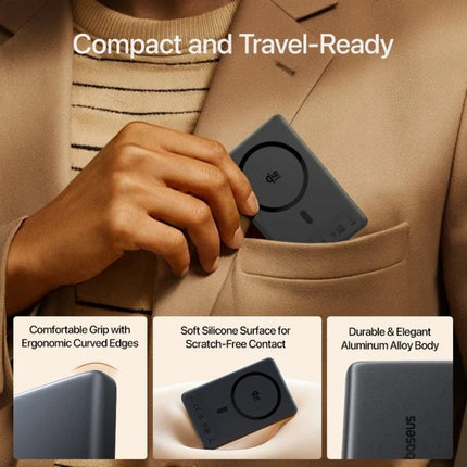 Baseus PicoGo AM52 Powerbank 10.000mAh, USB-C 45W και Ασύρματη Φόρτιση Qi2.2 25W, Μαύρο