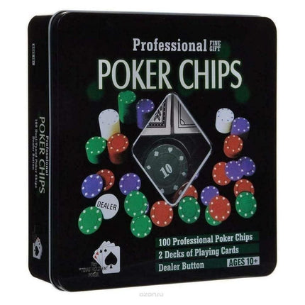 Επαγγελματικό Σετ Πόκερ Chips 80628 100 Τεμάχια με Τράπουλες και Dealer Button