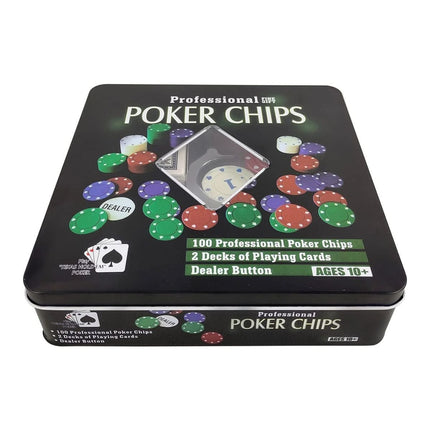 Επαγγελματικό Σετ Πόκερ Chips 80628 100 Τεμάχια με Τράπουλες και Dealer Button