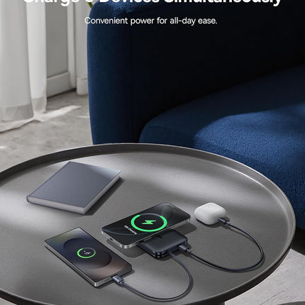 Baseus PicoGo AM61 Powerbank 10.000mAh, USB-C 45W και Ασύρματη Φόρτιση Qi2.2 25W, Μαύρο