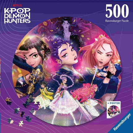 Ravensburger K-Pop Demon Hunters For the Fans! 12002052, Στρογγυλό Παζλ 500 Κομματιών για Χαλάρωση, 14+ Ετών
