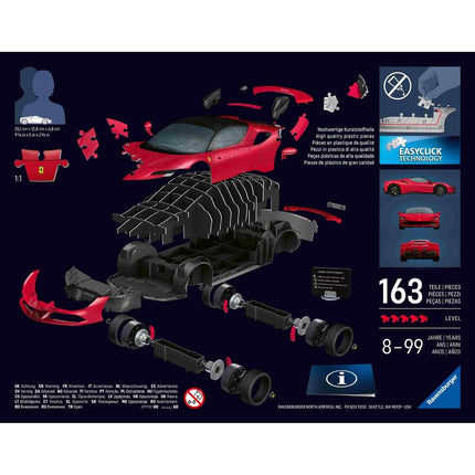Ravensburger Iconics Ferrari SF90 Stradale 12008041, 3D Παζλ 108 Κομματιών για Φίλους των Supercars, 8+ Ετών
