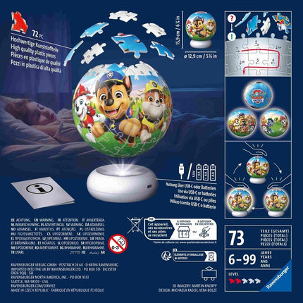 Ravensburger PAW Patrol Nightlight 12008057, 3D Παζλ-Φωτάκι Νυκτός, Σετ 73 Τεμαχίων, 6+ Ετών