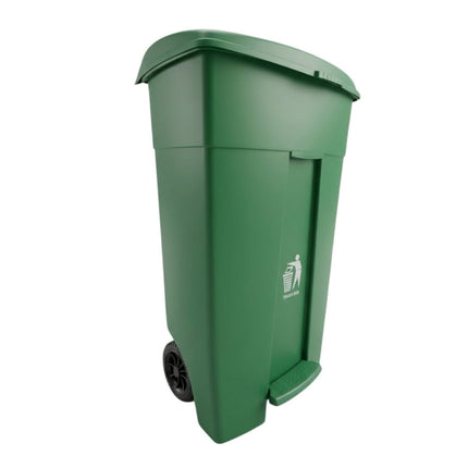 Πλαστικός Κάδος Απορριμμάτων 120L με Πεντάλ, Καπάκι και Τροχούς από Ανθεκτικό HDPE KAO-120B6 Πράσινο
