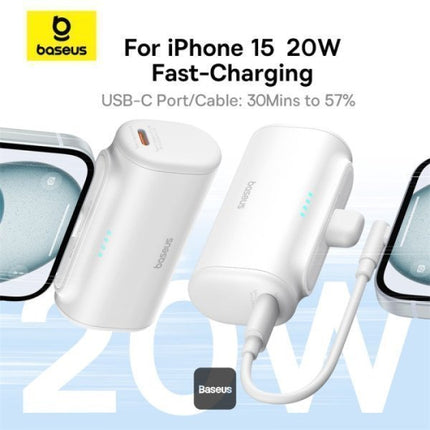 Baseus Powerbank 20W 5000mAh Plug-In USB-C 20W White
