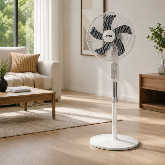 OTTO Ανεμιστήρας Ορθοστάτης 18” 70W με Τηλεχειριστήριο FS18RC Λευκό