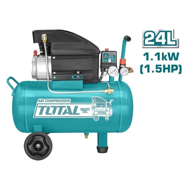 TOTAL Μονοφασικό Κομπρεσέρ Αέρος με Ισχυ 2hp και Αεροφυλάκιο 24lt