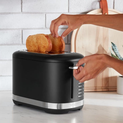 KitchenAid Φρυγανιέρα 1100W 2 Θέσεων με Πολύ Φαρδιές Υποδοχές και 7 Ρυθμίσεις Ροδίσματος 5KMT2109BBK Cast Iron Black