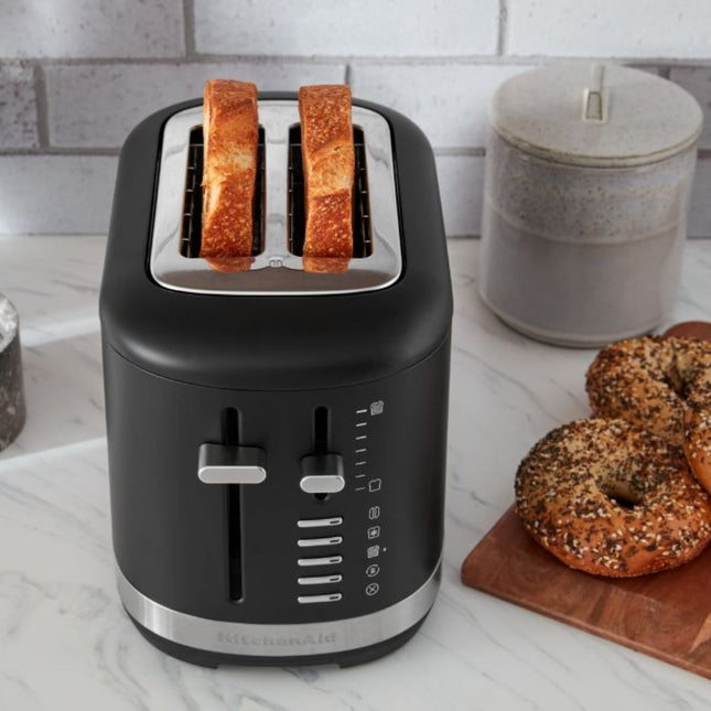 KitchenAid Φρυγανιέρα 1100W 2 Θέσεων με Πολύ Φαρδιές Υποδοχές και 7 Ρυθμίσεις Ροδίσματος 5KMT2109BBK Cast Iron Black