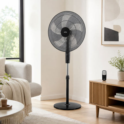 OTTO Ανεμιστήρας Ορθοστάτης 20” 75W με Τηλεχειριστήριο FS20RC Μαύρο