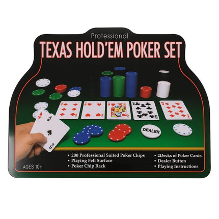 Ποκερ Σετ Chips Texas Holdem 80626 200 Τεμάχια Με Τράπουλα και Dealer Button