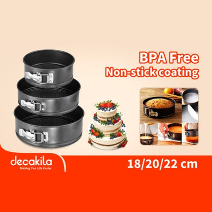 Decakila Σετ 3 Αποσπώμενων Αντικολλητικών Φορμών για Κέικ 18/20/22cm, Μαύρο KMTT078B