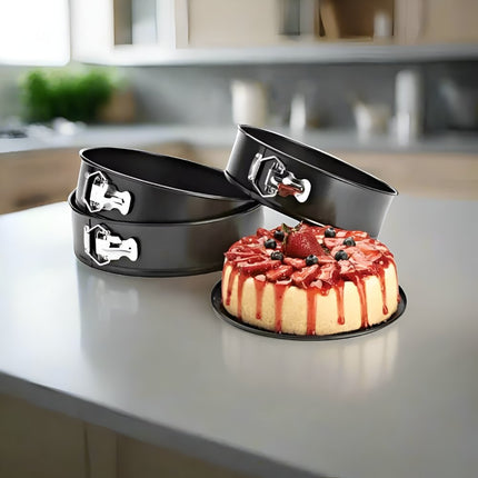 Decakila Σετ 3 Αποσπώμενων Αντικολλητικών Φορμών για Κέικ 18/20/22cm, Μαύρο KMTT078B