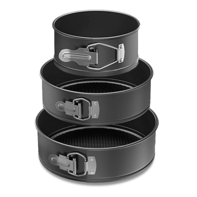 Decakila Σετ 3 Αποσπώμενων Αντικολλητικών Φορμών για Κέικ 18/20/22cm, Μαύρο KMTT078B