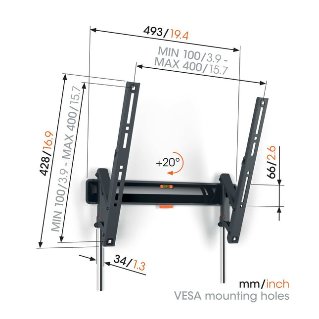 Vogels TVM3413 Tilt TV Wall Mount 32-65” Black