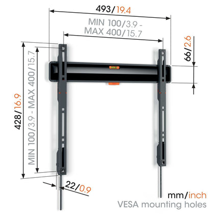Vogels TVM3403 Fixed TV Wall Mount 32-77” Black