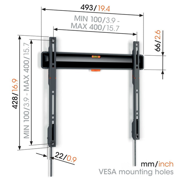 Vogels TVM3403 Fixed TV Wall Mount 32-77” Black