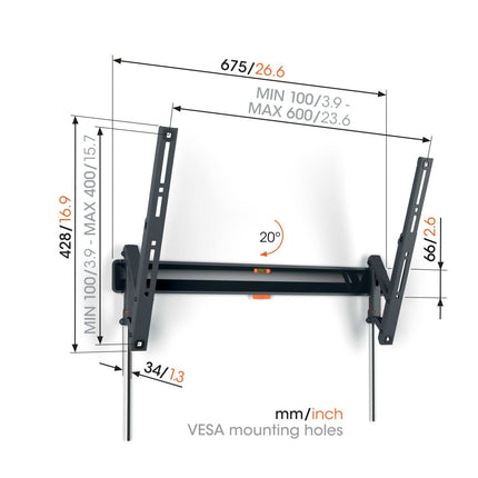 Vogels TVM3613 Tilt TV Wall Mount 40-77” Black