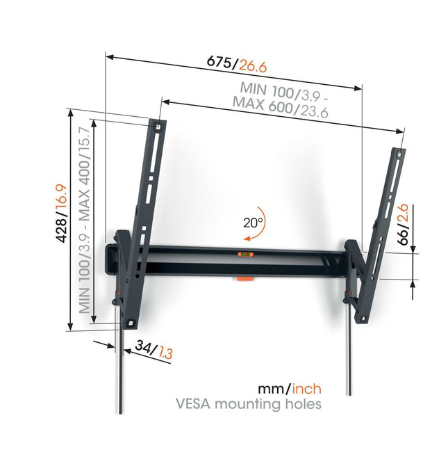 Vogels TVM3613 Tilt TV Wall Mount 40-77” Black
