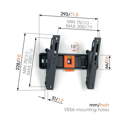 Vogels TVM1213 Tilt TV Wall Mount 19-43” Black