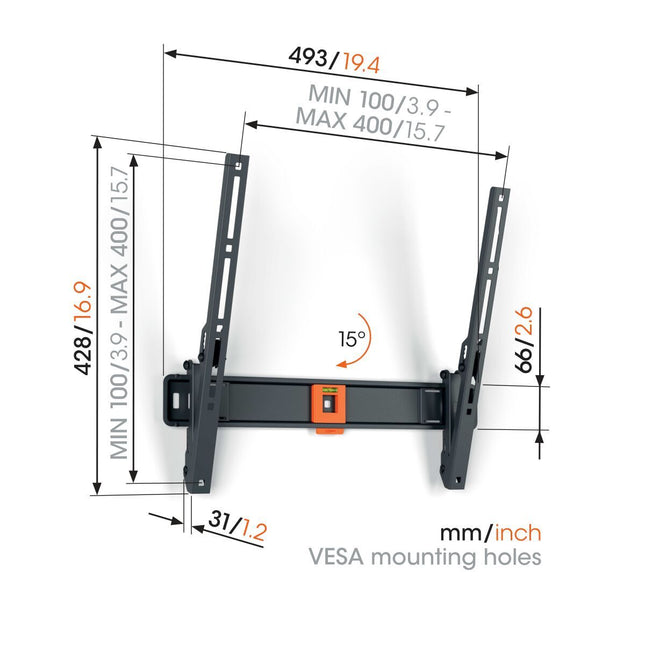 Vogels TVM1413 Tilt TV Wall Mount 32-65” Black