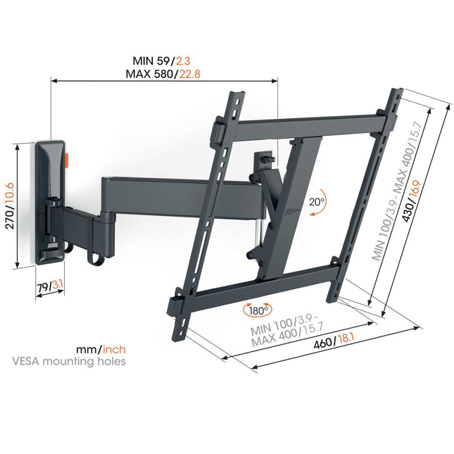 Vogels TVM3443 Turn TV Wall Mount 32-65” Black