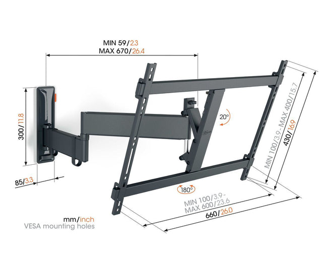 Vogels TVM3643 Turn TV Wall Mount 40-77” Black