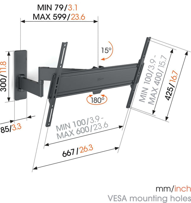 Vogels TVM1643 Turn TV Wall Mount 40-77” Black