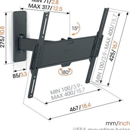 Vogels QUICK TVM1423 TV Wall Mount 40×40 Turn 1 arm