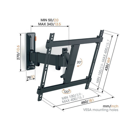 Vogels COMFORT TVM3423 TV Wall Mount 40×40 Turn 1 arm