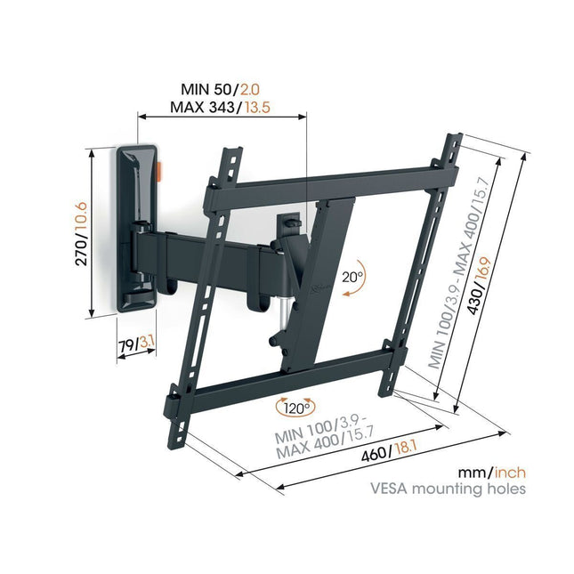 Vogels COMFORT TVM3423 TV Wall Mount 40×40 Turn 1 arm