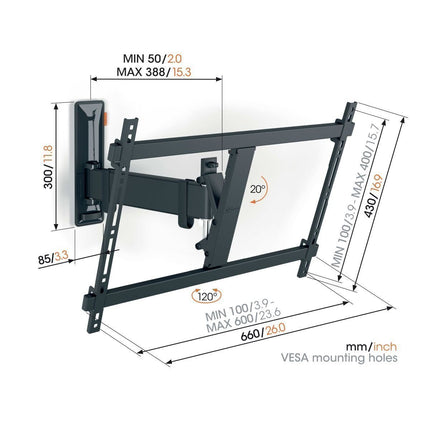 Vogels COMFORT TVM3623 TV Wall Mount 60×40 Turn 1 arm