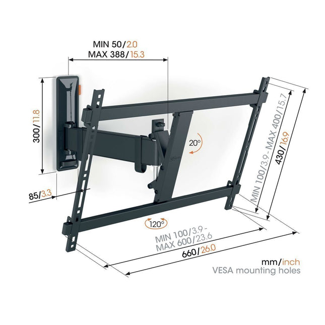 Vogels COMFORT TVM3623 TV Wall Mount 60×40 Turn 1 arm