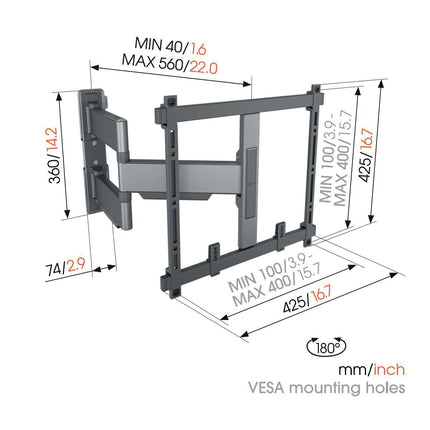 Vogels ELITE TVM5445 TV Wall Mount 40×40 Turn 2 arms 35kg 56cm