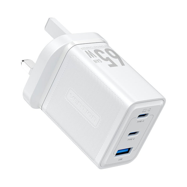 Vention Charger Wall GaN 65W 2xUSBC 1xUSBA White FERW0-UK