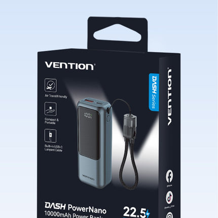 Vention Powerbank 10000mAh 22.5W Built-in USB-C Lanyard + Display FKOH0