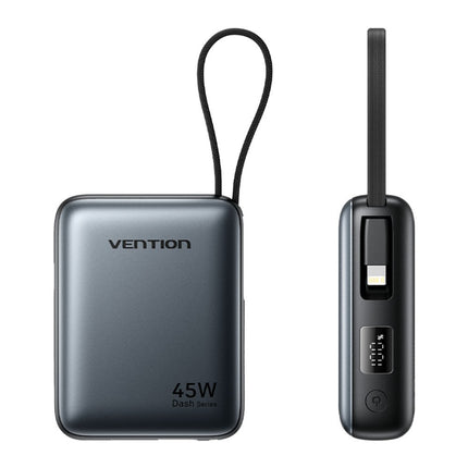 Vention Powerbank 10000mAh 45W Built-in USB-C & Lightning Cables FKMH0 Grey