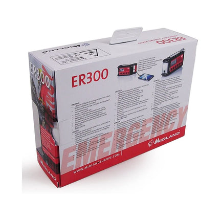 Midland ER300 Ηλιακό Powerbank Έκτακτης Ανάγκης με FM Ραδιοσυχνότητες, Δυναμό Φόρτισης στο πίσω μέρος &amp; Φακό
