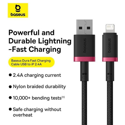 Baseus Cable Lightning to USB-A Dura Series Braided 1.0m Black-Red